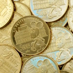 Pièce de 5 sous de la Petite Souris devant son château