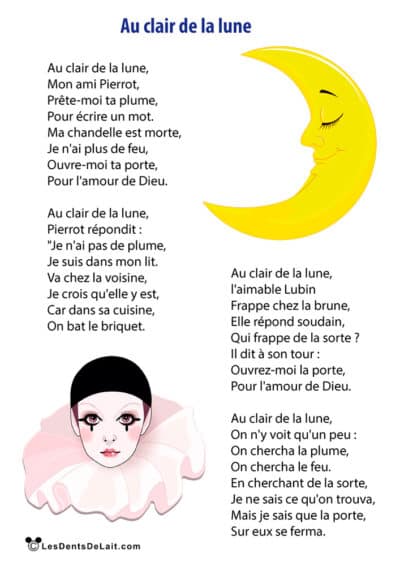 Paroles Au clair de la lune