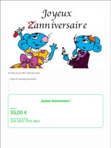 Carte cadeau d'anniversaire pour enfant
