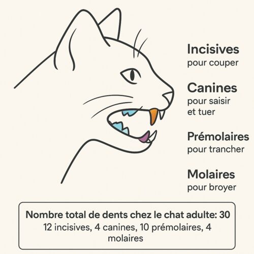Les différentes dents du chat