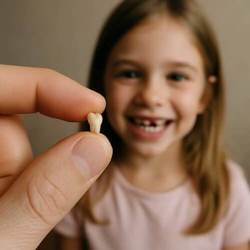 Enfant qui vient de perdre une dent de lait
