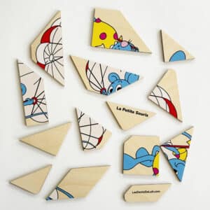 Éléments du tangram en bois
